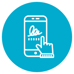 Icon of a hand drawing on a tablet