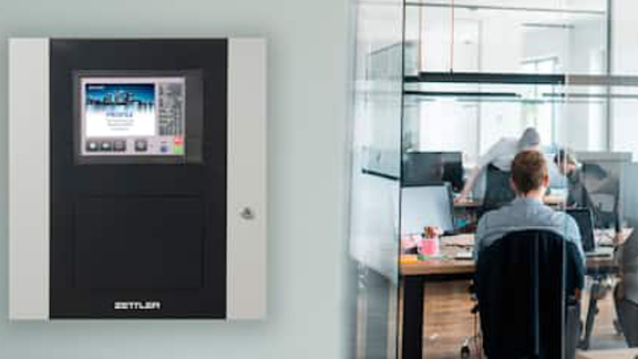 Control panel outside a door in office