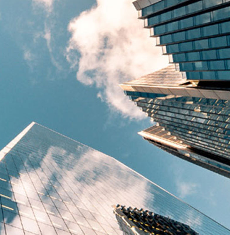 skyscrapers against the blue sky