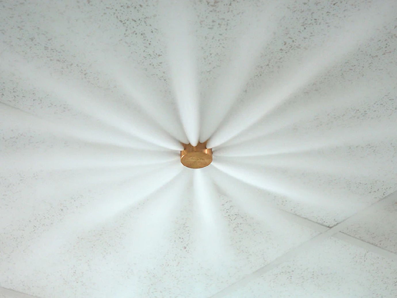 Ceiling mounted fire suppression system activated