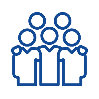 Blue line-illustration of silhouettes of people