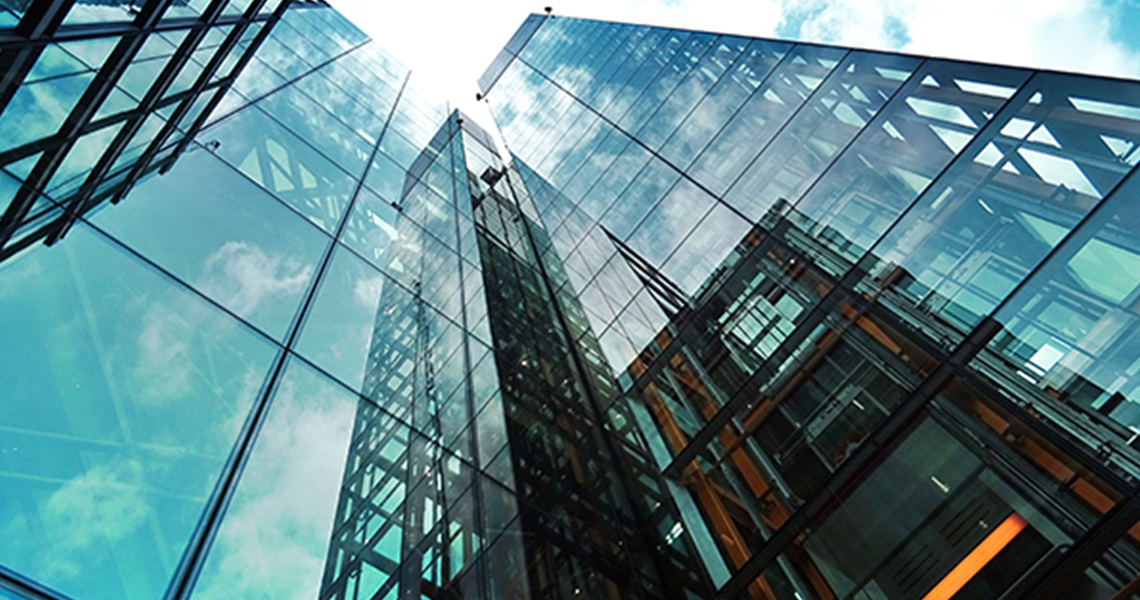 Frog's eye view of skyscrapers