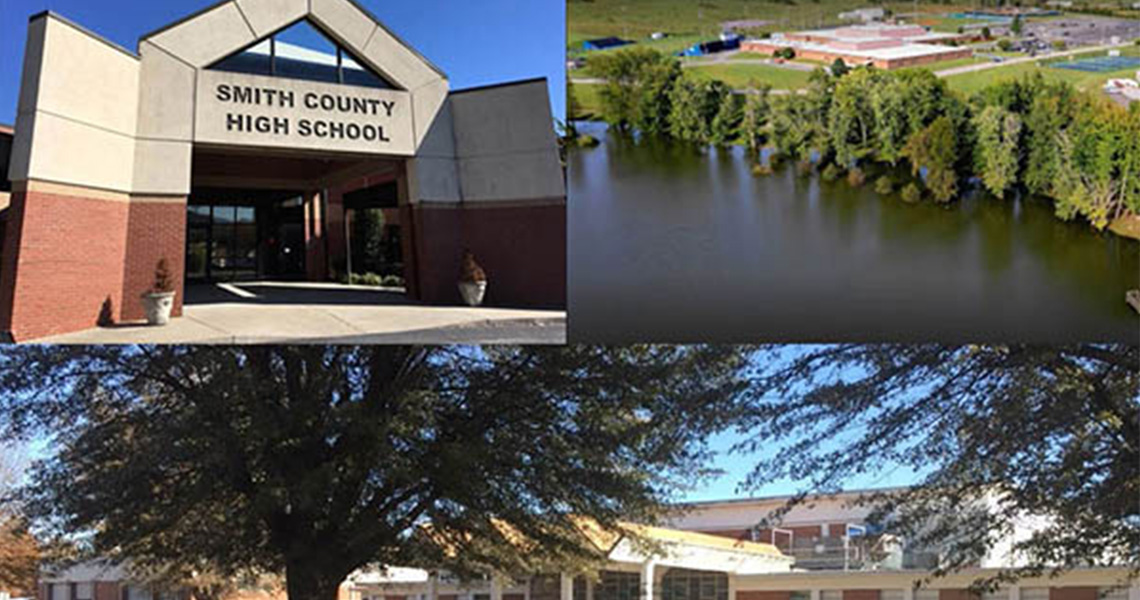 Collage of three shots of Tennessee School District at Lake County, Overton County, Smith County