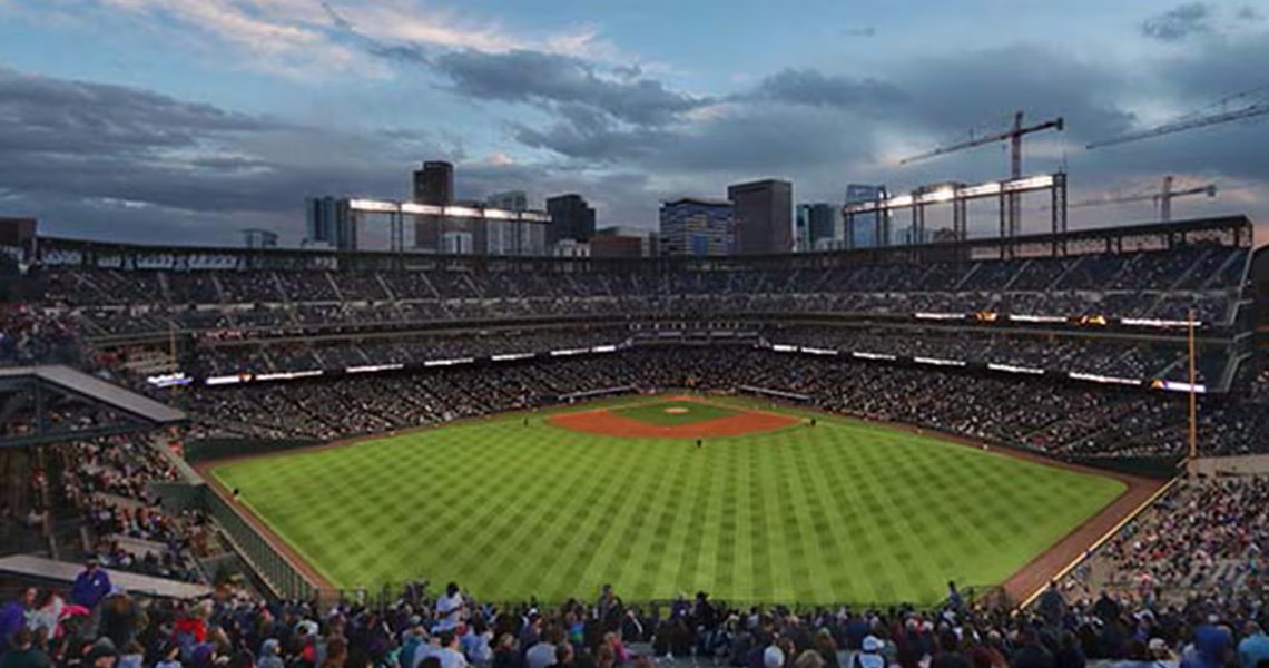 Aerial view of the Major League Stadium baseball pitch