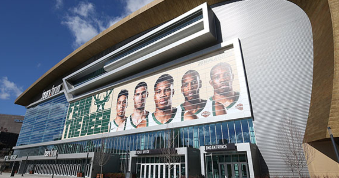 Exterior of the Fiserv Forum Arena