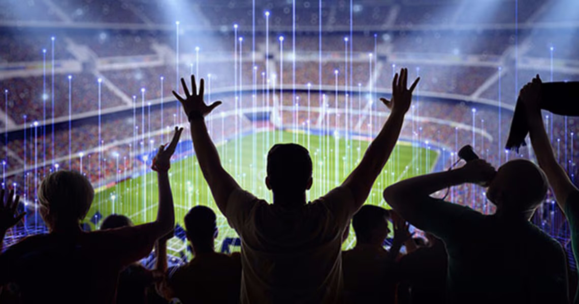 People cheering at a stadium