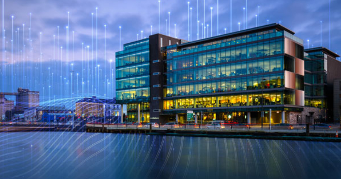 Johnson Controls Global HQ in Cork, Ireland with modern graphics