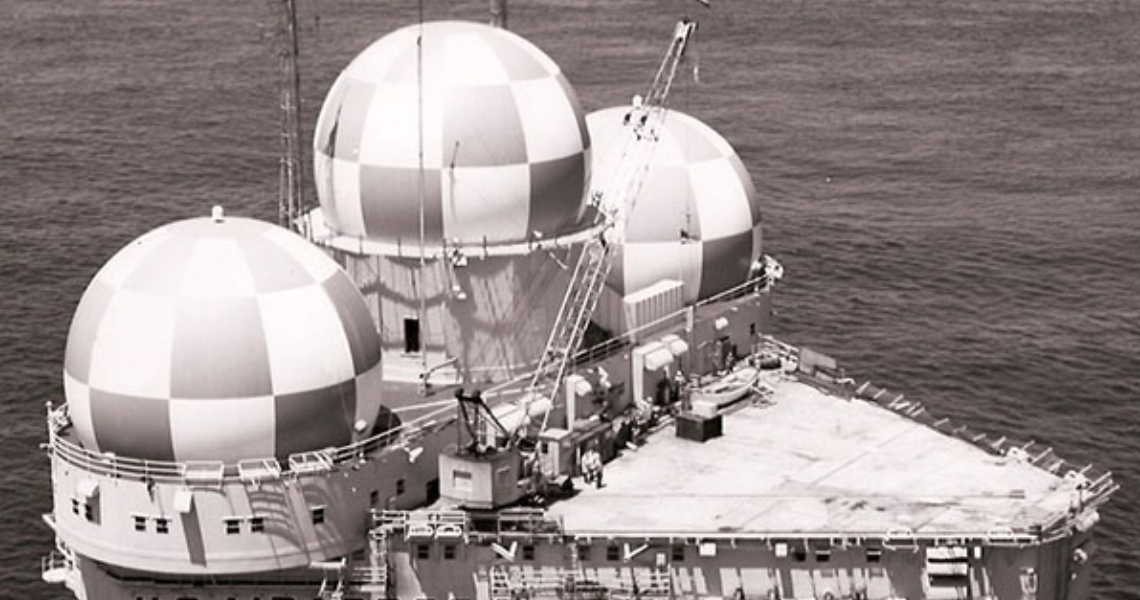 Texas Tower #2, located 125 miles east of Chatham, Massachusetts in the Atlantic Ocean