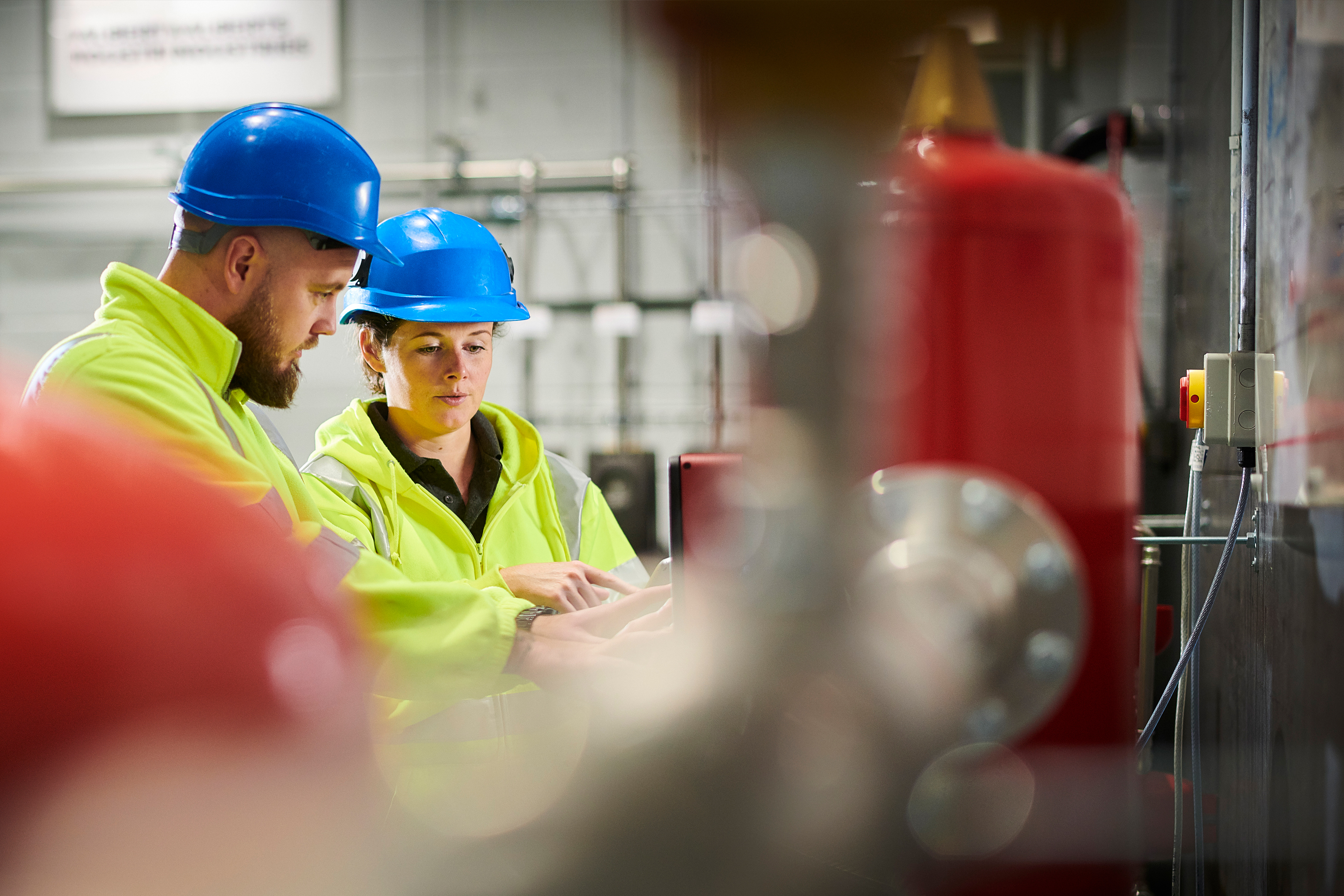 Plant workers communicating