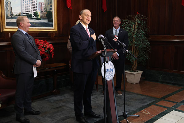Toledo Mayor Wade Kapszukiewicz announces initial success of the city’s smart meter replacement program. 