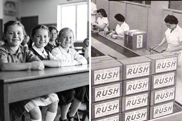 People packing polio vaccines
