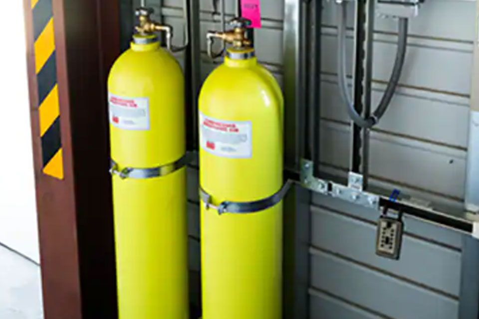 Fire extinguishers and other fire suppression equipment in a building