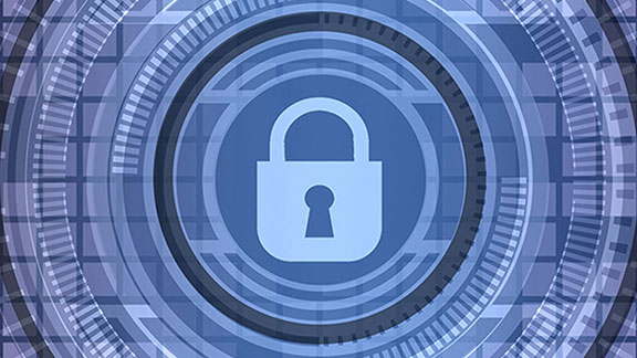 Circular graphics with an illustration of a padlock in the center