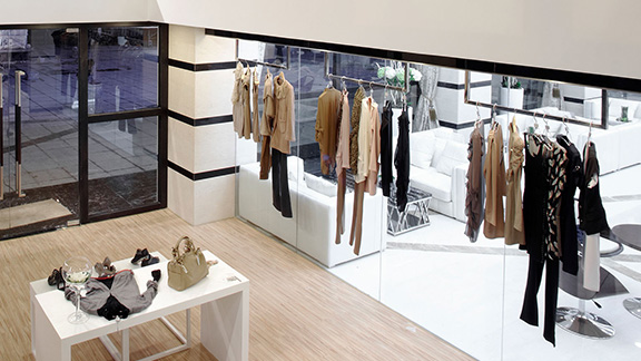 A view of a clothes showroom