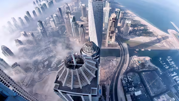 Ariel view of a city during the day