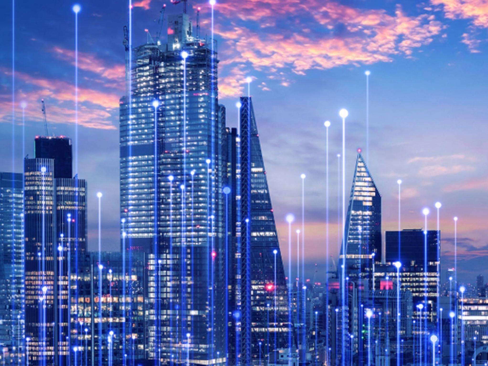 cityscape during sundown graphics