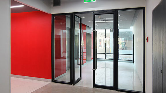 glass emergency exit door