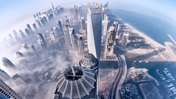 Ariel view of a city during the day