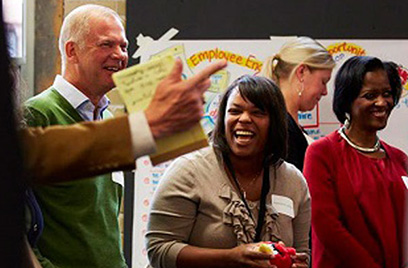 Employees at a party in an office