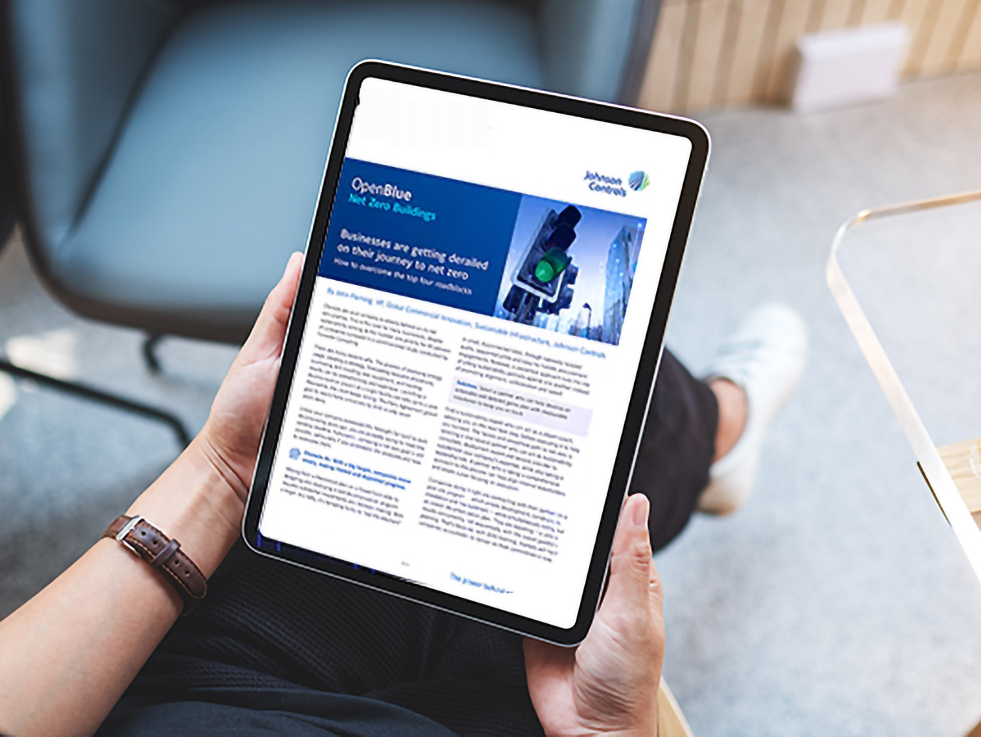 Close-up of a person looking at a tablet