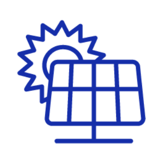 Blue line-illustration of a a stack of onsite pv solar papers