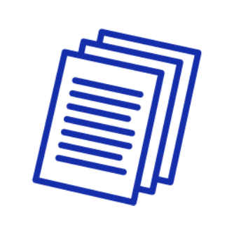 Blue line-illustration of a a stack of power purchase papers