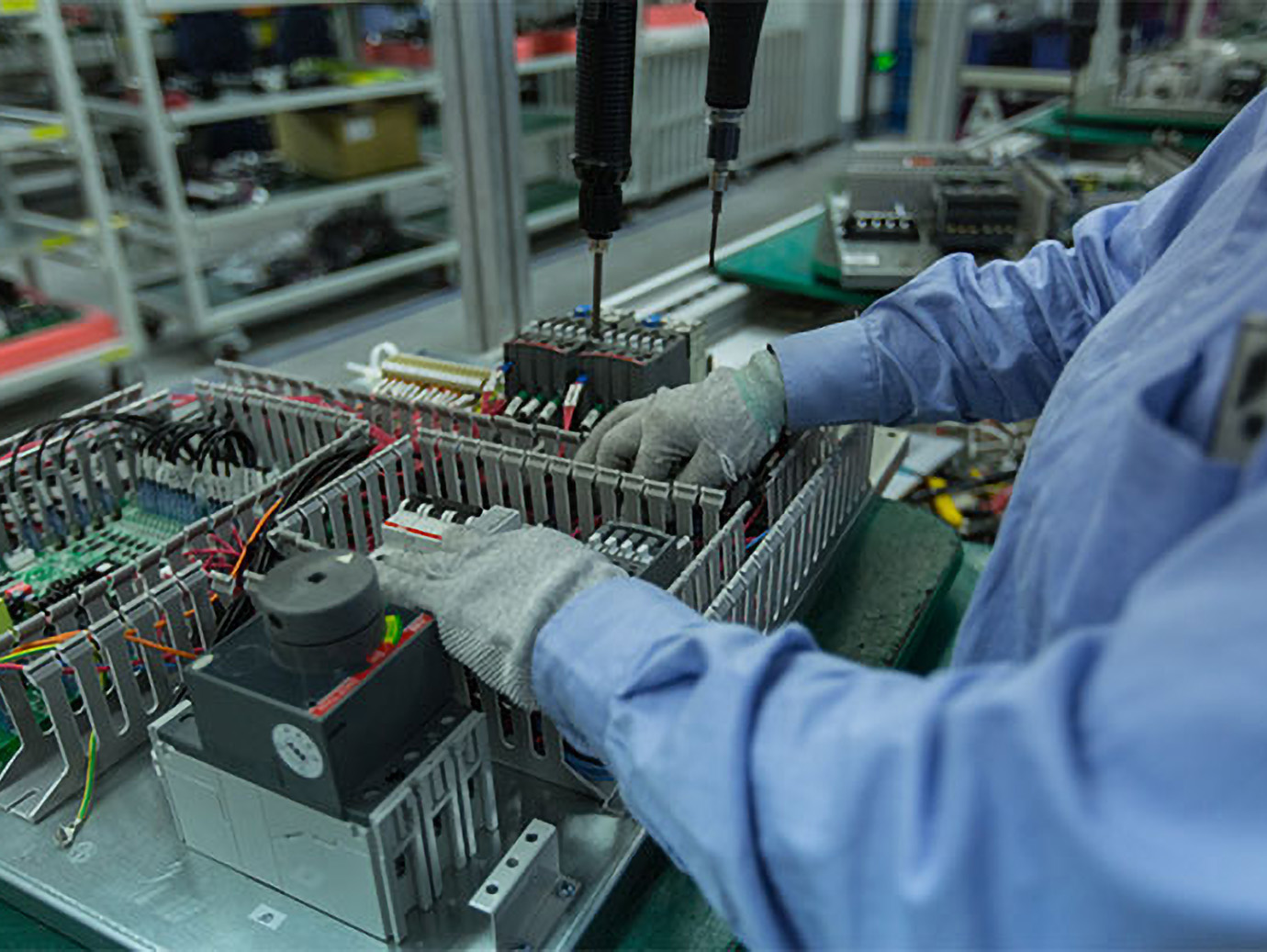 Man working on electrical equipment