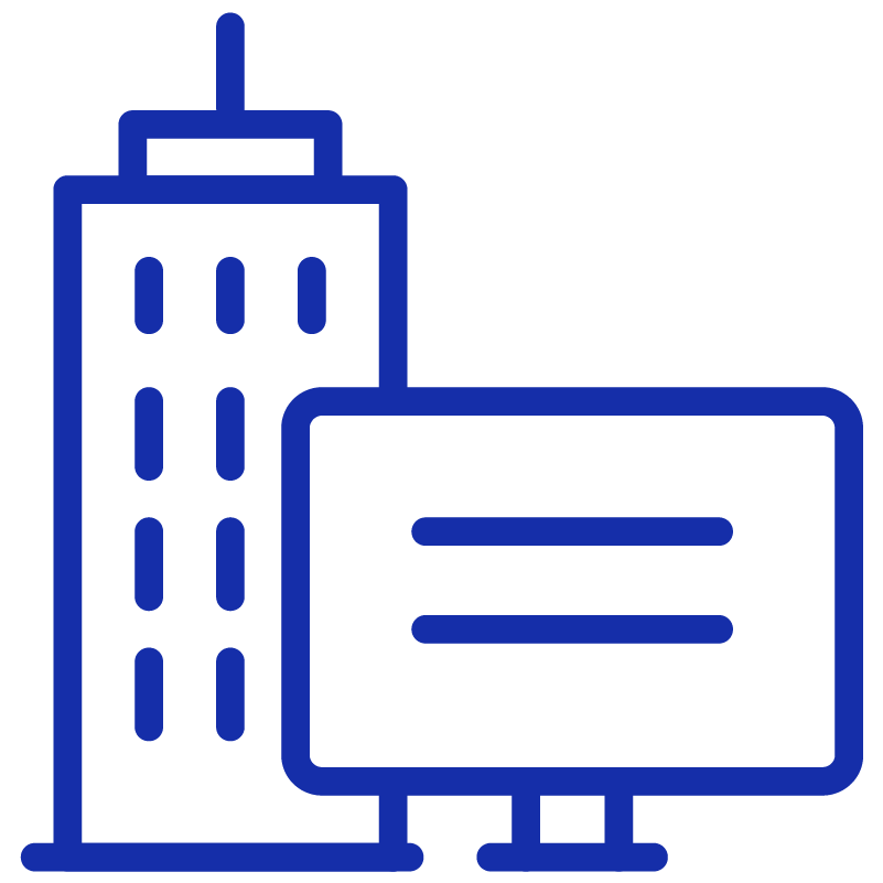 Computer Screen and Building Graphic